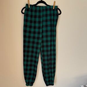 Green and Black Plaid Pants